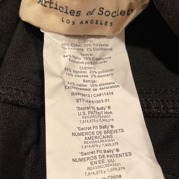 Maternity Jeans 30 Black Articles of Society Black Classic Skinny NWT - Picture 6 of 7
